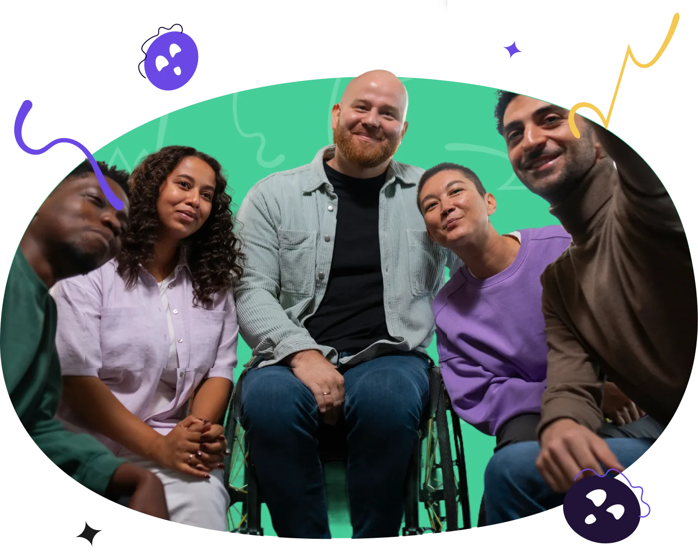 Members of The Circlz smiling together during an online support session