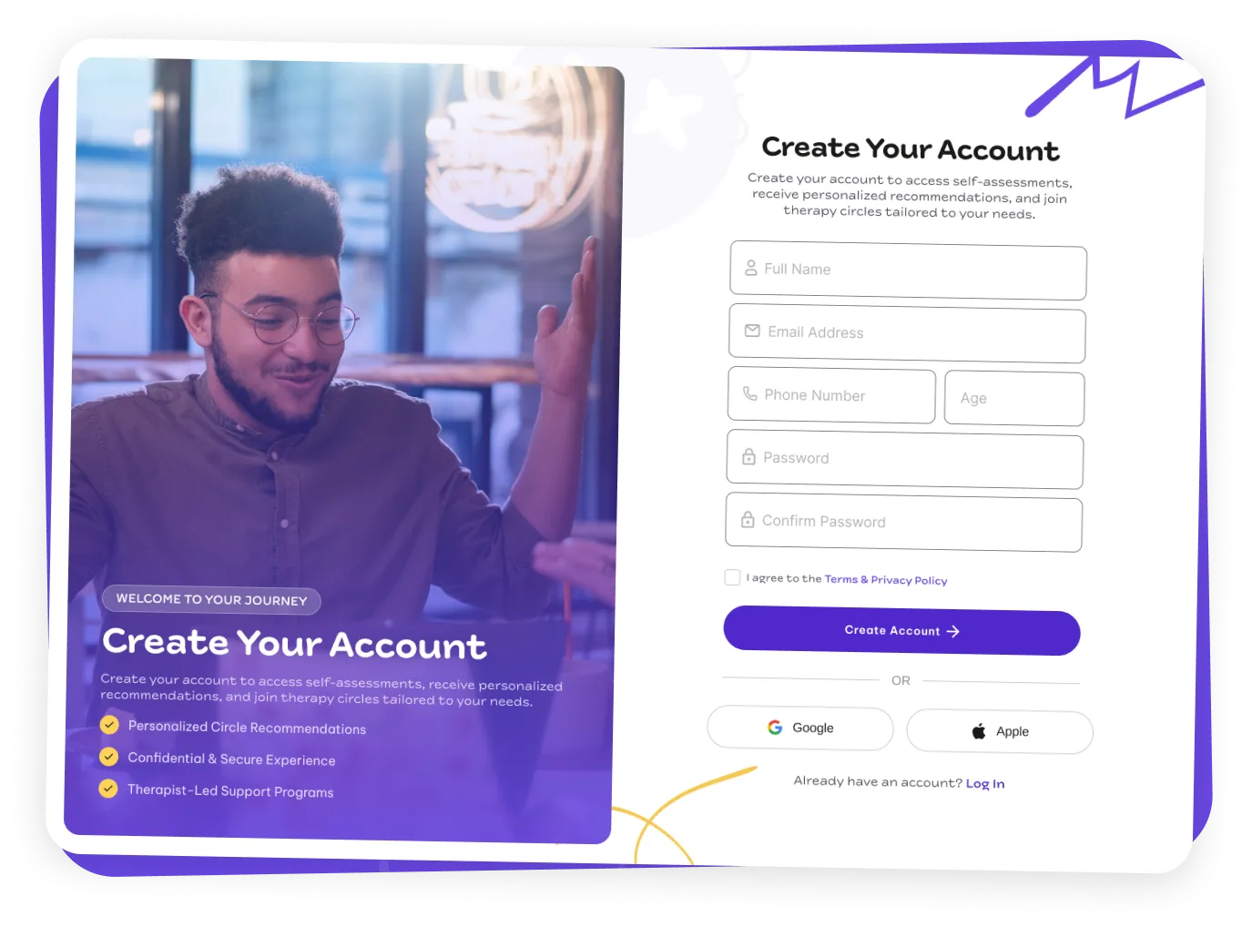 The Circlz account creation screen with sign-up form